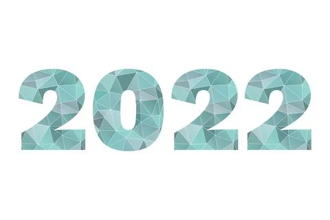 2022 blue triangle vector symbol. New Year isolated poly icon 스톡 일러스트