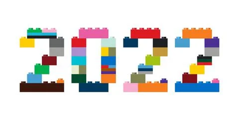 2022 in colored bricks Stock Illustration