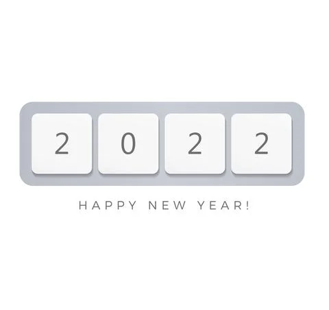 2022 computer keyboard buttons, Happy New 2022 Year creative poster design for Stock Illustration