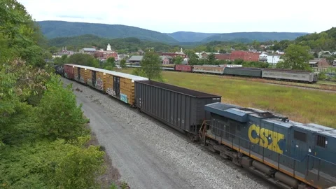 2022 - a CSX freight train passes an old... | Stock Video | Pond5