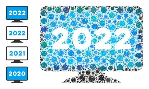 2022 Display Screen Icon Mosaic of Covid Virus Elements 库存插图