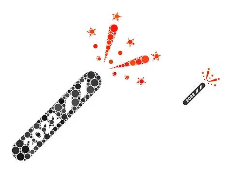 2022 Firecracker Collage of Round Dots Stock Illustration