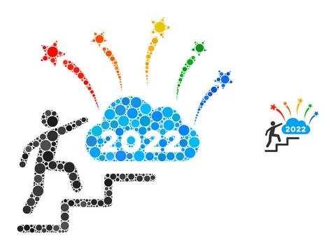 2022 Fireworks Cloud Steps Mosaic of Circle Points Stock Illustration
