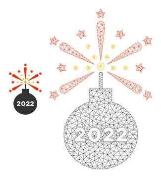 2022 Fireworks Detonator Vector Mesh Carcass Model Illustrazione stock