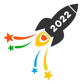 2022 Fireworks Rocket Vector Flat Icon Stock Illustration