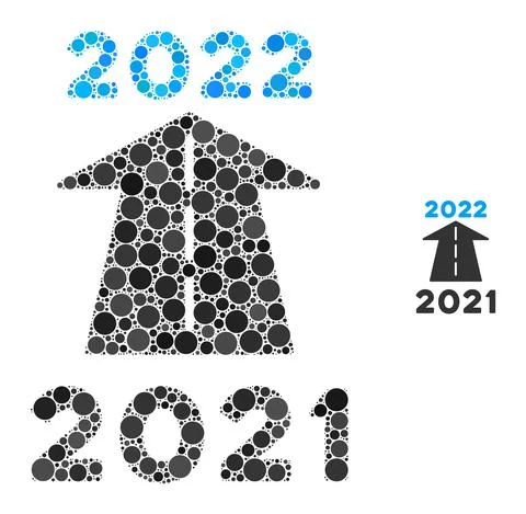 2022 Future Road Composition of Circle Pixels Stock Illustration