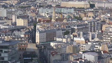2022 - good high angle establishing shot of Paris, France and suburbs. Stock Footage 220263085