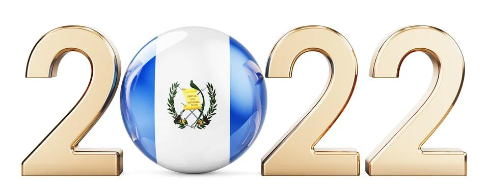 2022 with Guatemalan flag, 3D rendering Stock Illustration