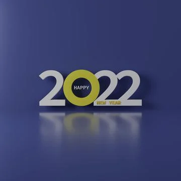 2022 Happy New Year on reflection background 3D render illustration Stock Illustration