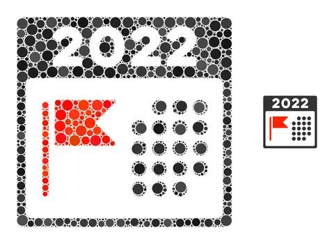 2022 Holiday Calendar Composition of Circle Points Stock Illustration