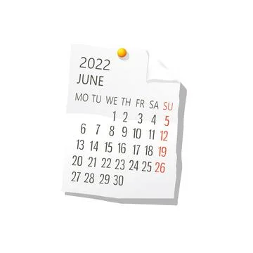 2022 June vector calendar Stock Illustration