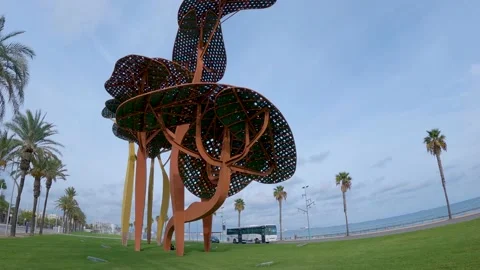 2022 Large Pine Tree Sculpture Platja de la Pineda Tarragona Catalonia Spain Video stock 228879567