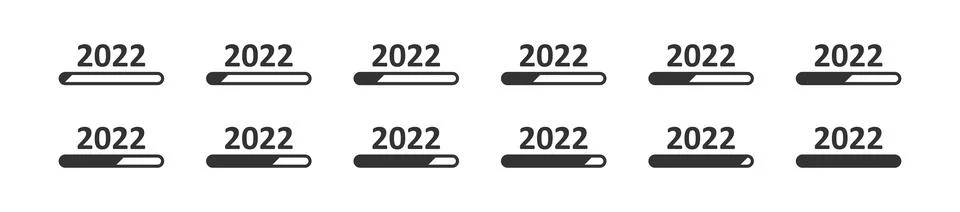 2022 loading bar. New year concept illustration in vector flat Stock Illustration