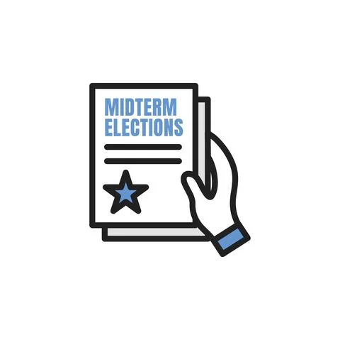 2022 Midterm Elections Design with Red White and Blue Vote Icon Stock Illustration