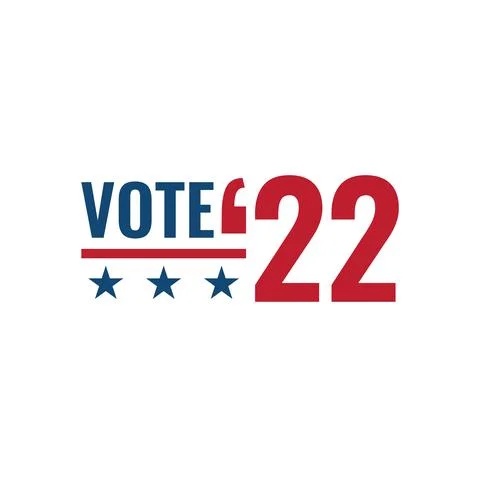 2022 Midterm Elections Design with Red White and Blue Vote Icon Stock Illustration