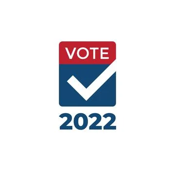 2022 Midterm Elections Design with Red White and Blue Vote Icon Stock Illustration