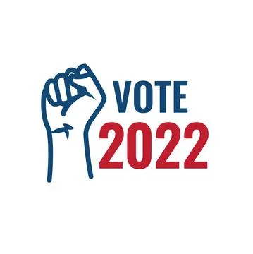 2022 Midterm Elections Design with Red White and Blue Vote Icon Stock Illustration