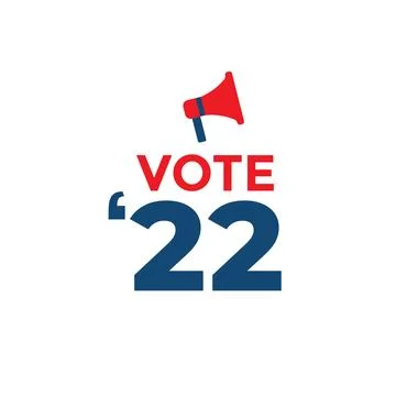 2022 Midterm Elections Design with Red White and Blue Vote Icon Stock Illustration