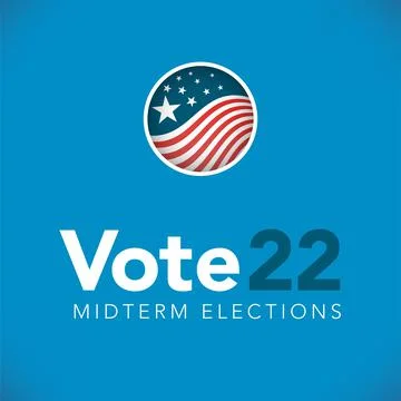 2022 Midterm Elections Design with Red White and Blue Vote Icon Stock Illustration