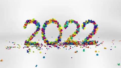 2022 New Year 3D graphics animation. Stock Footage 166143961