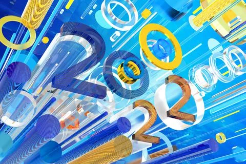 2022 new year 3d rendering creative abstract illustration Stock Illustration