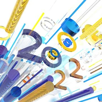 2022 new year 3d rendering creative abstract illustration Stock Illustration