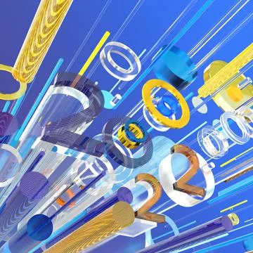 2022 new year 3d rendering creative abstract illustration Stock Illustration