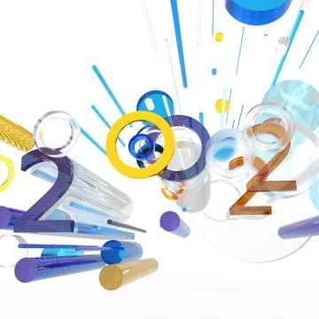 2022 new year 3d rendering creative abstract illustration Stock Illustration