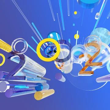 2022 new year 3d rendering creative abstract illustration Illustrazione stock