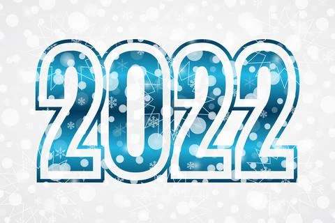 2022 New Year blue gradient icon on snowflake background. Snow illustration Stock Illustration
