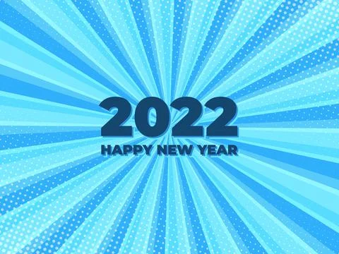 2022 New Year comic and halftone dots holiday background Stock Illustration