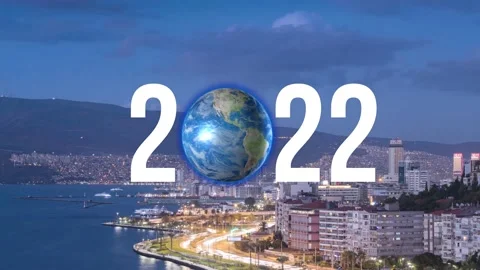 2022 New Year concept. Modern city and global network. Stock Footage 167116156