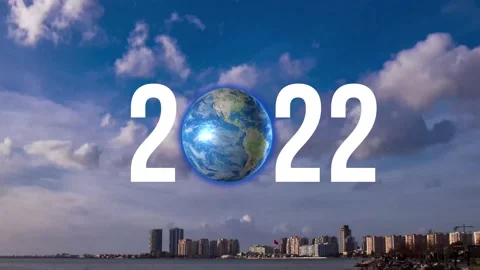 2022 New Year concept. Modern city and global network. Stock Footage 167116244