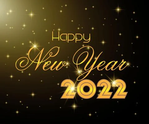 2022 new year effect text with black background Illustrazione stock