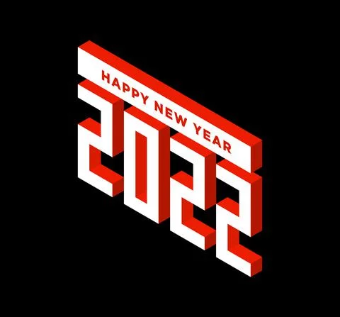 2022 New year isometric vector illustration art. Minimal 2022 vector Holiday  Stock Illustration
