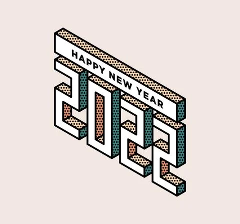 2022 New year isometric vector illustration art. Minimal 2022 vector Holiday  Stock Illustration