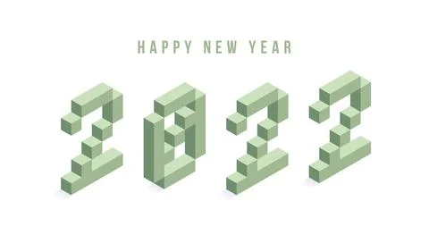 2022 New year isometric vector illustration art. Minimal 2022 vector Holiday  Stock Illustration