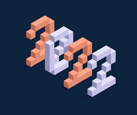 2022 New year isometric vector illustration art. Minimal 2022 vector Holiday  Stock Illustration
