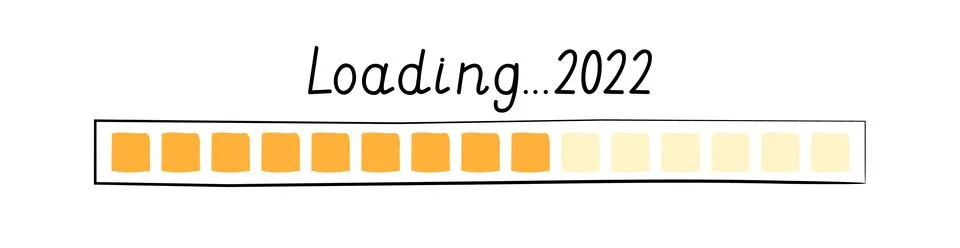 2022 New year loading bar sign drawn in doodle style. Winter holidays coming  Stock Illustration