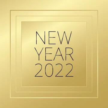 2022 New Year vector greeting card. Glowing golden background Stock Illustration