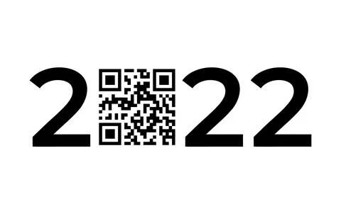 2022 numbers QR code. Covid vaccination. Funny New Year typography poster. Ve Illustrazione stock