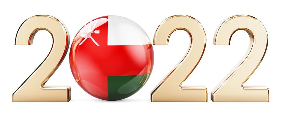 2022 with Omani flag, 3D rendering Stock Illustration