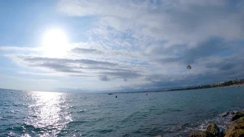 2022 Parasailing Spain Els Pilon Vela de Salou Tarragona Stock Footage 220158810