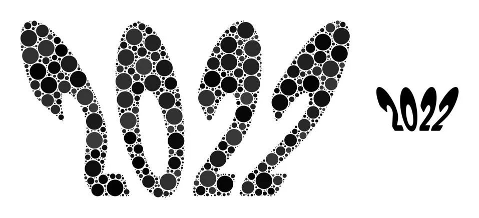2022 Perspective Text Collage of Round Pixels 스톡 일러스트