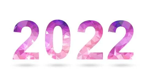 2022 pink polygon vector symbol. New Year isolated polygonal icon Stock Illustration