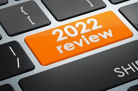 2022 review button on keyboard, 3D rendering Stock Illustration