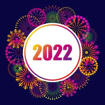 2022. salute on a dark background. Explosion, fireworks. Vector. Stock Illustration