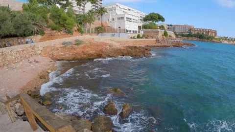 2022 Sea And Rocks Torre Nova Vela de Salou Tarragona Spain Video stock 220161124