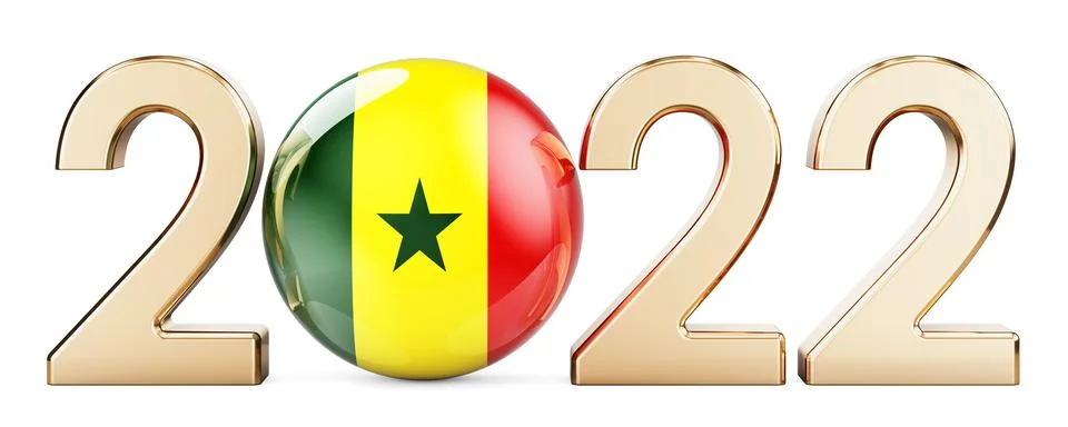 2022 with Senegalese flag, 3D rendering Stock Illustration