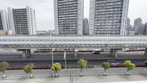 2022 shanghai lockdown empty street isolation 4K Stock Footage 202266296